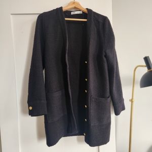 Zara GOLD BUTTON RIBBED KNIT CARDIGAN